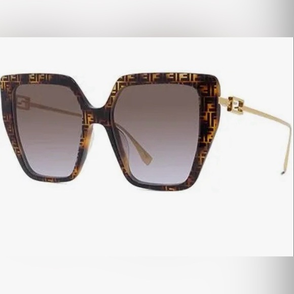 • Fendi Brown Gradient Cat Eye with red lense Sunglasses • - Picture 3 of 12